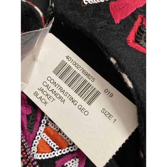 NEW Chico’s Embellished Calandra Jacket Sequins Black MEDIUM Made in India - Picture 10 of 16